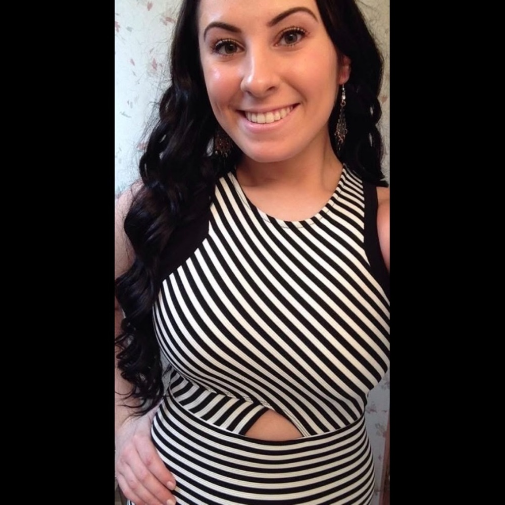 Material Girl Black and White Striped Dress